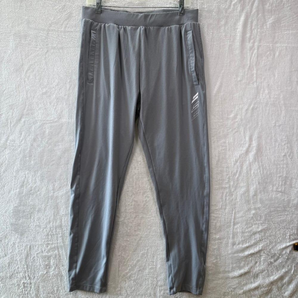DOYOUEVEN Mens L Gray Athletic Joggers Tapered Track Pants Pockets Gym Training